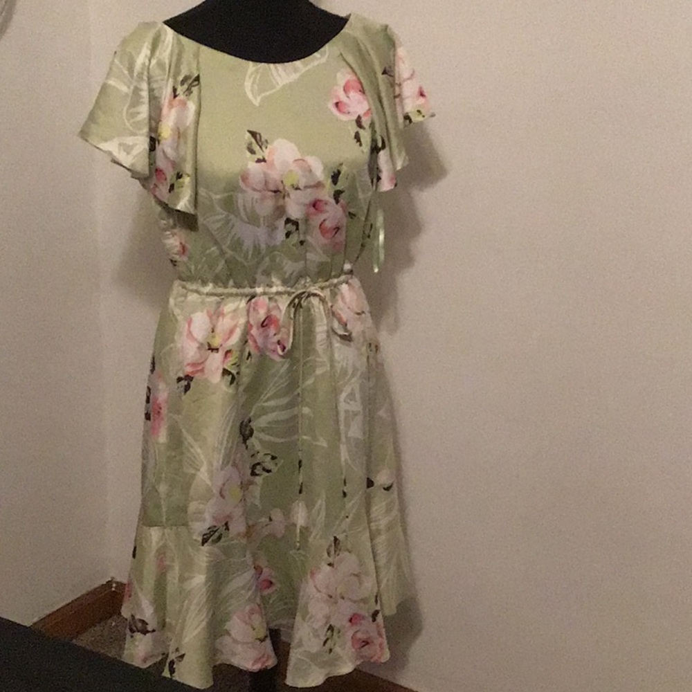 Green flowy, flutter dress